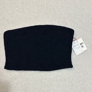 Black Lace Strapless Crop Top